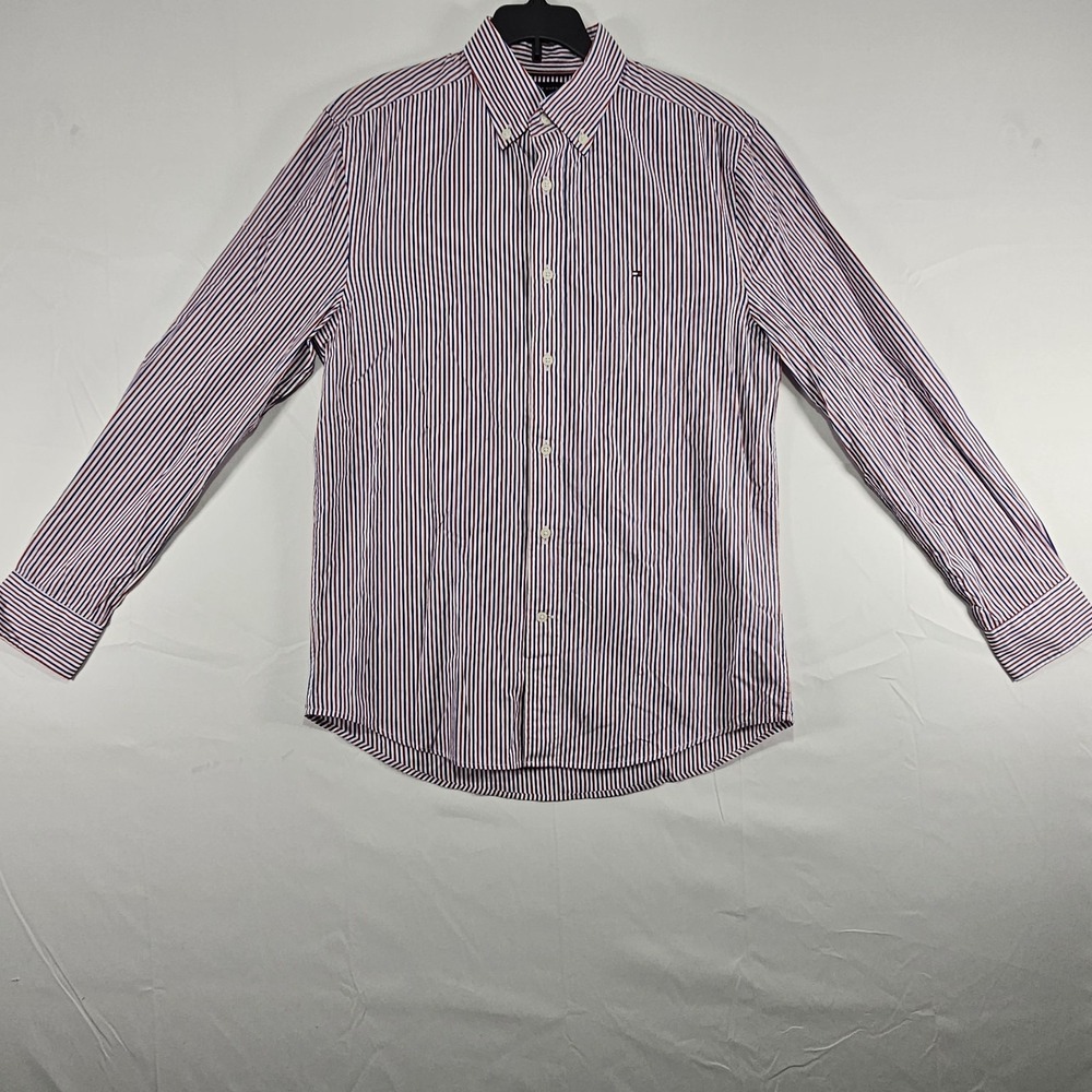 Tommy Hilfiger Regatta Stripe Poplin Button-Down Shirt Regular Fit Red Size S